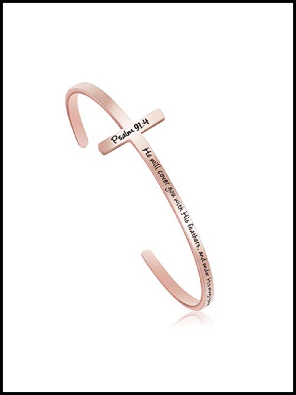 Rose Gold Cross Bracelet Religious Cuff Bangle Bible Verse Christian Gift